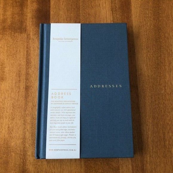 NEW Bespoke Letterpress Couture Stationery Address Book Lined Kashmir Blue - Picture 6 of 8